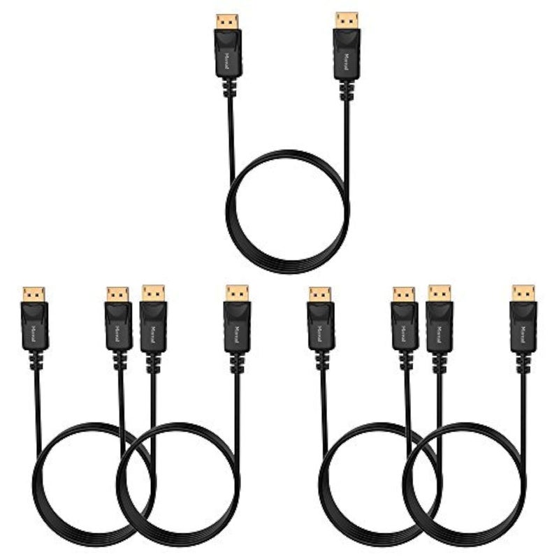 Moread 4K DisplayPort to DisplayPort Cable, 6 Feet, 5 Pack, Gold-Plated High Speed Display Port DP Cable 1.2 (4K@60Hz, 2K@144Hz) for Computer, Desktop, Laptop, PC, Monitor, Projector & More - Image 1